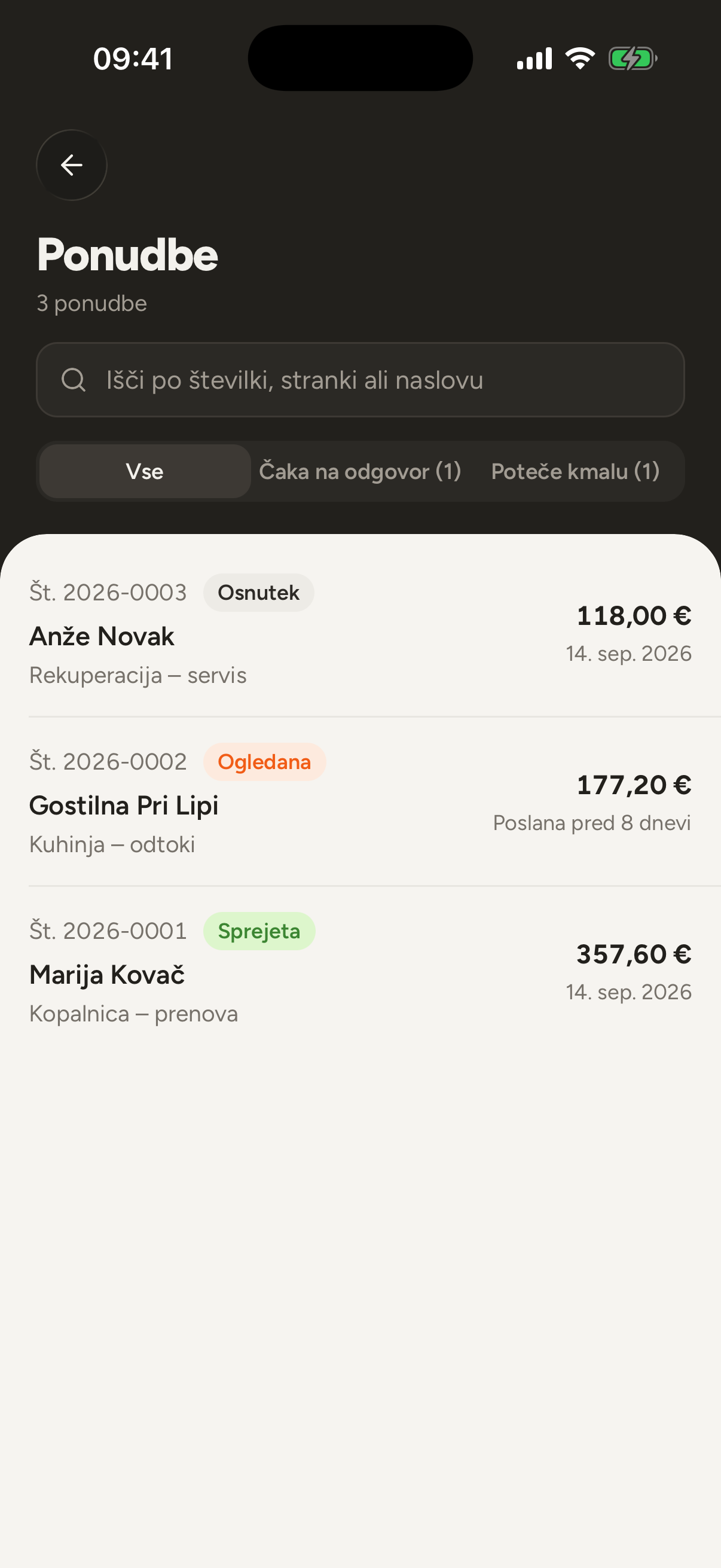 Seznam ponudb s stanji